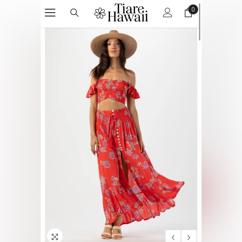 Tiare Hawaii Vintage Hawaiian Red Dakota Skirt O/S